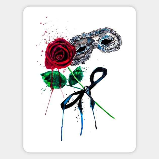 Masquerade and Rose-Phantom of the opera Magnet by beaugeste2280@yahoo.com